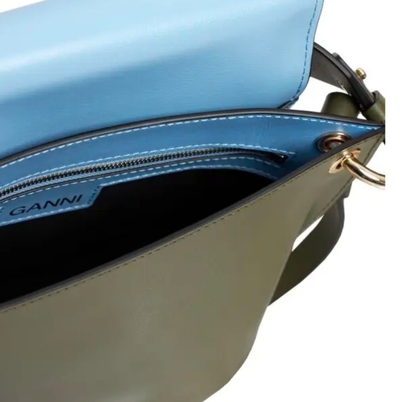 GANNI Medium Placid Blue Leather Top Handle Bag [OS] - Picture 7 of 12